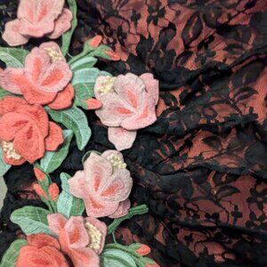 Betsy Johnson black floral embroidered vintage (2000's) lace dress